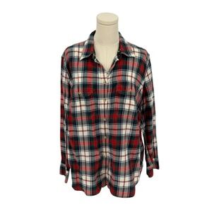 Chaps Denim Plaid Flannel Shirt Women's Plus Size 1X Red Green Blue